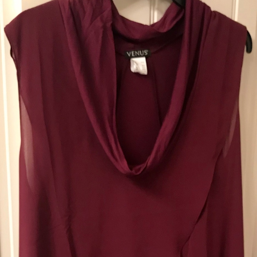 Burgundy dressy sleeveless blouse